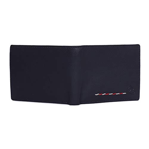 Image of KARA Blue Men's Genuine Leather Wallet - Color Stitch Style Leather Wallet for Men with 6 Card Holder Slot