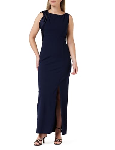 Robe longue premium Gina Bacconi avec nœud d'épaule création haute couture