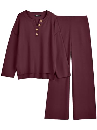 Image of LILLUSORY Women's 2 Piece Lounge Sets Oversized Slouchy Matching Cozy Knit Sets