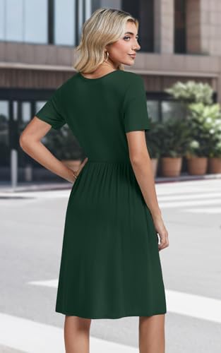 Image of Womens Short Sleeve Empire Waist Dresses Casual Summer Dress with Pockets