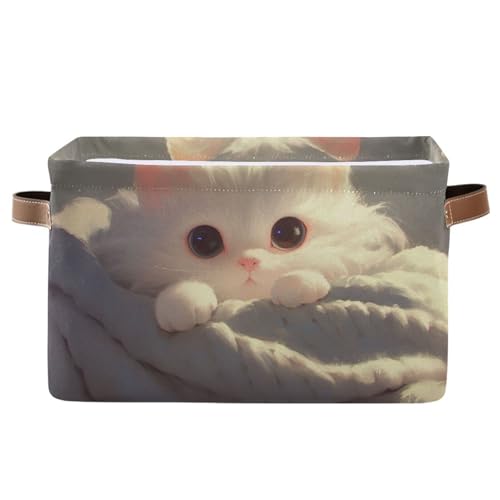 Panier chat blanc pliable imperméable pour un rangement propre - 2