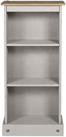 Mercers Furniture Corona Grey Wax Low Narrow Bookcase