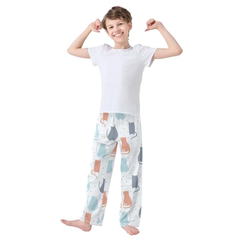 Boys' Pants Funny Cats Hearts Long Bottoms Jogger Pants Elastic Waist Trousers with Pockets S-XL2