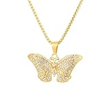 NINMQCFVG Collar colgante de mariposa de zircón de moda para mujer, brillante de cristal de diseñador, accesorios de joyería de hip hop OHP124