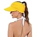 Wide Brim Visor Hats for Women-Lightweight Packable Ponytail Hat, Comfortable Quick-Dry Sun Visor for Casual Yellow