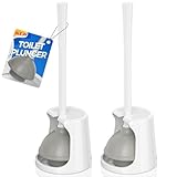 Toilet Plunger with Holder, 2 Pack Plungers for Bathroom Heavy Duty for 5.7-inch Toilet Drain, Toilet Plunger...