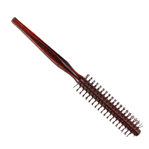 Cepillo Redondo Pequeño, Cepillos para Hombres Barba Mujeres de Pelo Peine Pelo Madera, Rodillo Antirotura Flequillo Redondos Secar Mini Cepillo para Secar con Secador Alisar (Marron Oscuro)