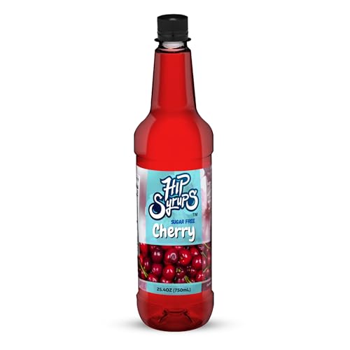 Hip Syrups - Cherry Sugar Free Simple Syrup Designed for Water Flavor, Bubble Tea, Boba Tea, Cocktails, Sugar Free