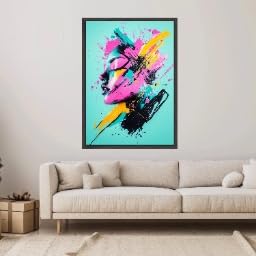 Tableau mural horizontal de portrait abstrait et grand format de femme - 2
