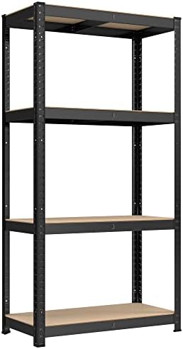 SONGMICS Schwerlastregal, 4 verstellbare Ablagen, 40 x 80 x 160 cm | Kellerregal, Lagerregal, Regal mit Stahlgestell, bis 520 kg belastbar, schwarz, COZORY Kollektion GLR044B01