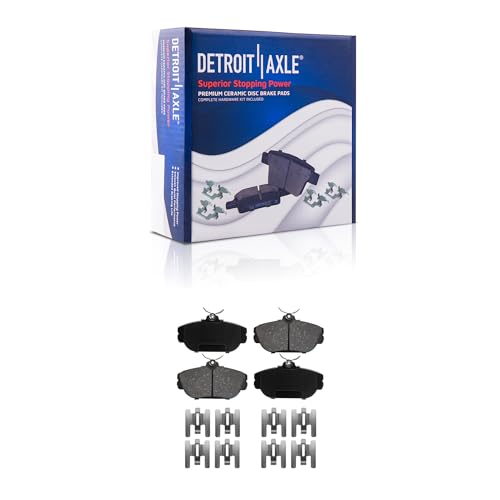 Image of Detroit Axle - Brake Pads for Ford Taurus 1994-2002, Mercury Sable 1994-2000, Lincoln Continental 1993-1994, Ceramic Brake Pads w /Hardware Front and Rear Replacement