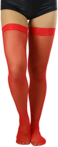 Image of ToBeInStyle Women's Fine Classic Fishnet Thigh High Stretch Nylon Novelty Stockings