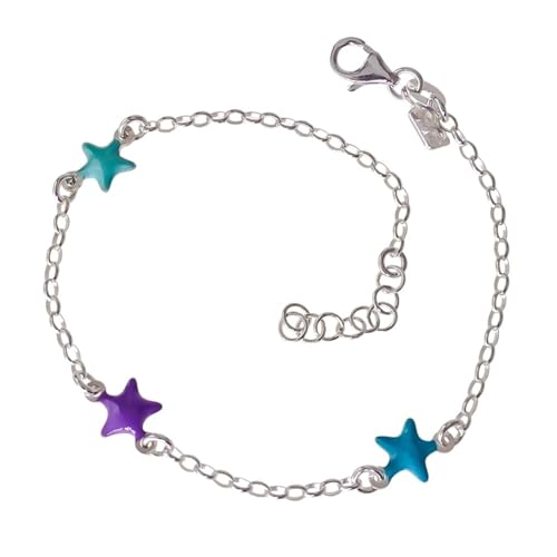 Pulsera infantil plata 925m anti alergias con estrellas de 7mm esmaltadas duraderas
