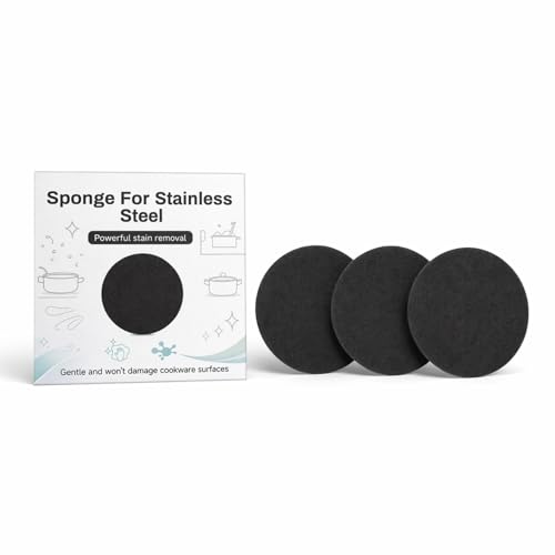 Stainless Steel Cleaning Pads for Pots and Pans 3/6 Pack Thin Round Scouring Pads for Burnt-On Grease and Residue Flexible Scrubber for Stainless Steel Cookware Sinks (3Pcs)