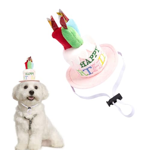 犬 誕生日 帽子 可愛い おしゃれ 猫 犬 被り物 ろうそく ケーキ バースデー帽子 飾り付け HAPPY BIRTHDAY 調節可能 ペット 誕生日グッズ 写真撮影 記念日 誕生日 プレゼント (ピンク)