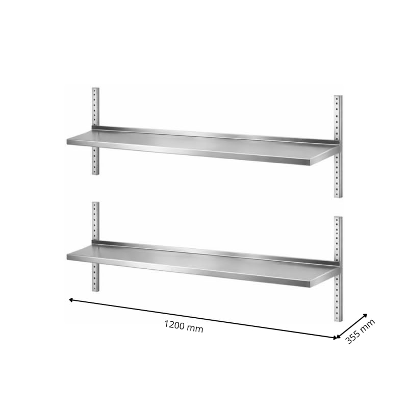 Générique Étagère Murale Professionnelle INOX Double Niveau – 1200 x 300 mm