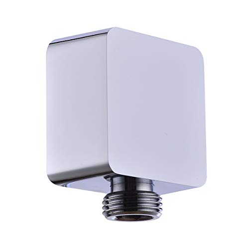 Brass Wall Supply Elbow, Nicmondo G 1/2” Square Shower Hose Connector, Drop Ell Wall-Mounted Union Water Outlet For Handheld Shower Handshower, Chrome #TOP2