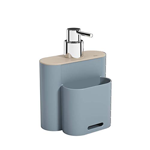 Dispenser Flat 500 ml, 9 x 13 x 16,5 cm, Azul Fog e Light Gray, Coza