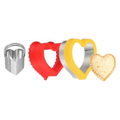 sourcing map Taglierina per sandwich e sigillante con manico, simpatiche formine per biscotti, panini e pane, accessori per il pranzo a forma di cuore per il pranzo fai da te per biscotti Bento regalo