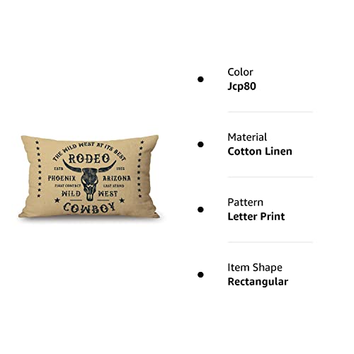 Vintage Rodeo Cowboy Cotton Linen Throw Lumbar Pillow Case Cushion Cover Home Office Decorative Rectangle 12 X 20 Inches #TOP6