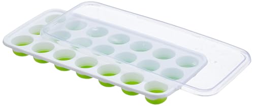 Image of Clazkit Silicone Ice Cube Tray with Lid (2 Pack, 21 Cavities Each) | Easy Pop-Out Round Ice Mold | BPA Free Flexible Ice Tray | Stackable Ice Cube Maker for Freezer, Whiskey, Cocktails, Juice