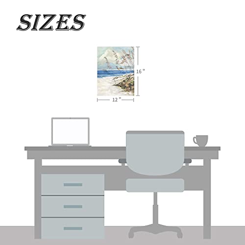 Beach Abstract Canvas Wall Art: Ocean Sand Dunes Grass Landscape Painting Prints Pictures Works Modern Coastal Nature Reed Botanical Seascape Minimalist Artwork For Bedroom Office Family #TOP1