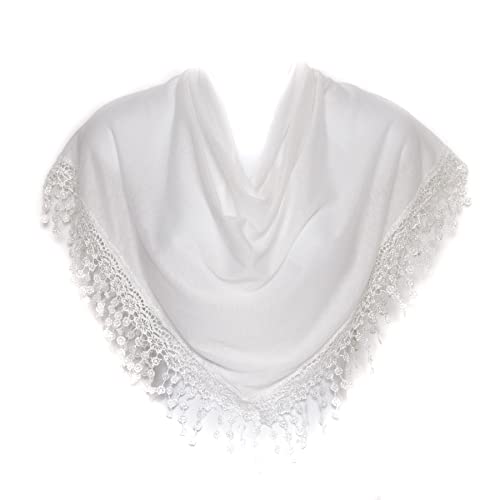 Hat To Socks Triangle Scarf with Bobbin Lace Fringes for Women