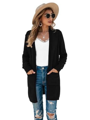 Image of TASAMO Cardigan Sweaters for Women Long Sleeve Open Front Casual Knit Fall Coat Oversized Soft Outwear with Pockets
