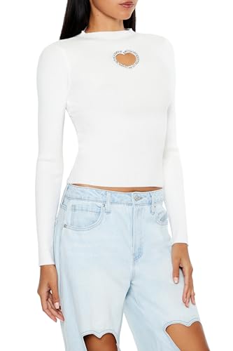 Forever 21 Women's Glitter Heart Cutout Sweater4