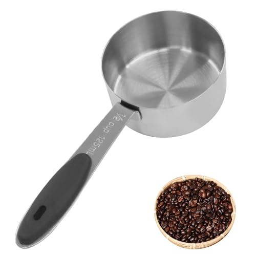 Waziaqoc 1/2 Cup Coffee Measuring Cup, 125ml Stainless Steel Measuring