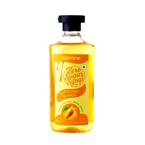 Image of Carmine Zero Sugar Alphonso Mango Syrup - 330g | New & Improved Recipe | Sweetened with Pure Monk Fruit | Natural, Plant-Based Sweetener | No Added Sugar or Artificial Ingredients