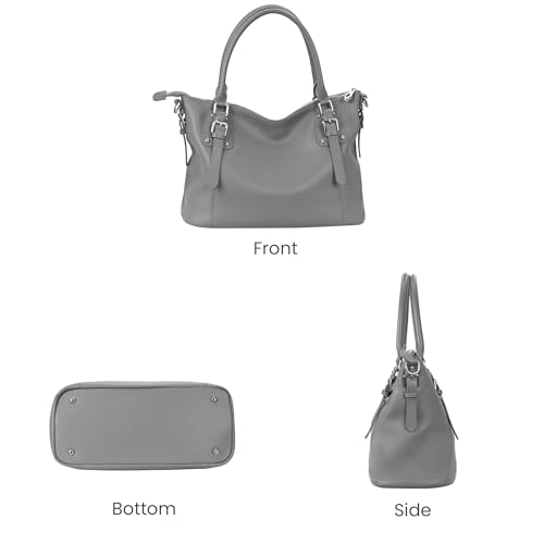 Image of HESHE Leather Purses and Handbag for Women Shoulder Bag Tote Top Handle Bag | Genuine Designer Large Capcity Hobo Crossbody Satchel Travel Work Ladies Zippered Ladies Daily Bag Adjustable Long Strap