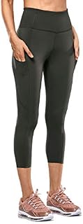 CRZ YOGA Women's Naked Feeling High Waist Gym Workout Capris Leggings with Pockets