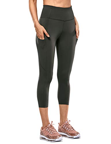 CRZ YOGA Women's Naked Feeling High Waist Gym Workout Capris Leggings with Pockets