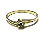 blauer saphir ring gold 333/- Gold Goldring 333/- Gold Safir rund facettiert zart schmal Schmuckring Ring #55