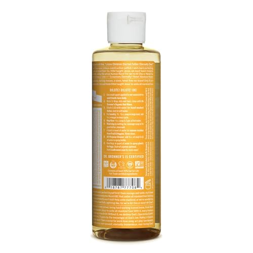 Dr. Bronnerâ€™s - Pure-Castile Liquid Soap (Citrus, 8 ounce) - Made with Organic Oils, 18-in-1 Uses: Face, Body, Hair, Laundry, Pets and Dishes, Concentrated, Vegan, Non-GMO