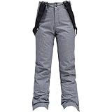 Wudaizhi Isolierte Damen-Schneehose, Warme Winter-Skihose, wasserdichte Outdoor-Snowboardhose Abnehmbaren Hosenträgern