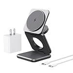 3 in 1 Charging Station for Apple Multiple Devices, Zinc Alloy Foldable Travel Wireless Charging pad for Mag-Safe Wireless Charger Stand for iPhone 17 16 15 14 13 12 Apple Watch Airpods