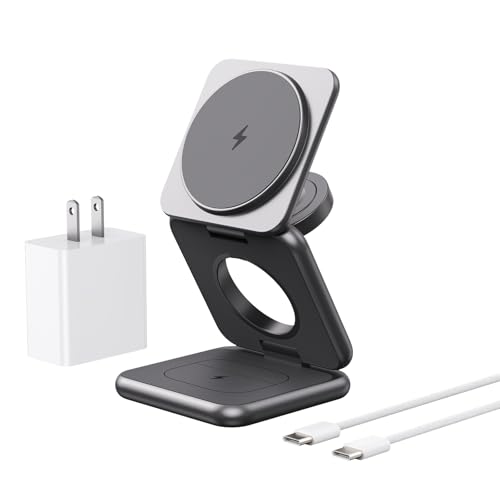 3-in-1-Charging-Station-for-Apple-Multiple-Devices-Zinc-Alloy-Foldable-Travel-Wireless-Charging-pad-for-Mag-Safe-Wireless-Charger-Stand-for-iPhone-17-16-15-14-13-12-Apple-Watch-Airpods 3 in 1 Charging Station for Apple Multiple Devices, Zinc Alloy Foldable Travel Wireless Charging pad for Mag-Safe Wireless Charger Stand for iPhone 17 16 15 14 13 12 Apple Watch Airpods - Image 1