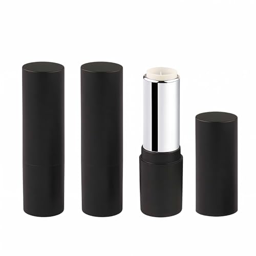 Happyupcity 3�� 3.5g ��̃}�b�g�u���b�N�v���X�`�b�N���b�v�X�e�B�b�N�`���[�u �V���o�[�̃C���i�[�ƃL���b�v �l�ߑւ��\ ��]�\ �O���X�X�e�B�b�N�`���[�u �T���v���o�C�A�� DIY ���b�v�N���[���e�� ���s���ϕi�p, �u���b�N+�V���o�[