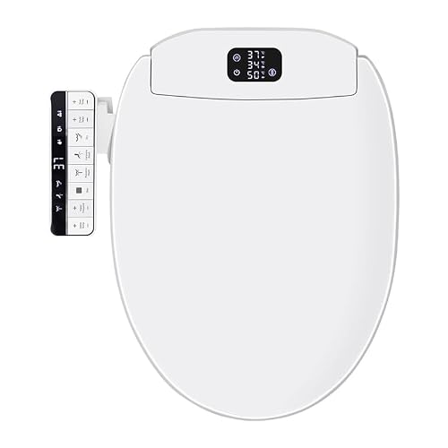 Smart Bidet Toilet Seat with Remote - Unlimited Warm Water & Warm Air Dryer, Multiple Cleaning Modes, Feminine Wash, Heated Seat, Soft Close Lid, Night Light, Easy Installation, 2 Filters Included 