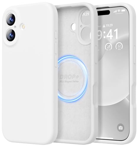 Image of LOVE 3000 Designed for iPhone 17 Case, Premium Silicone [Compatible with Magsafe][Soft Anti-Scratch Microfiber Lining] Shockproof Protective Phone Case for Men Women 6.3 inch, White