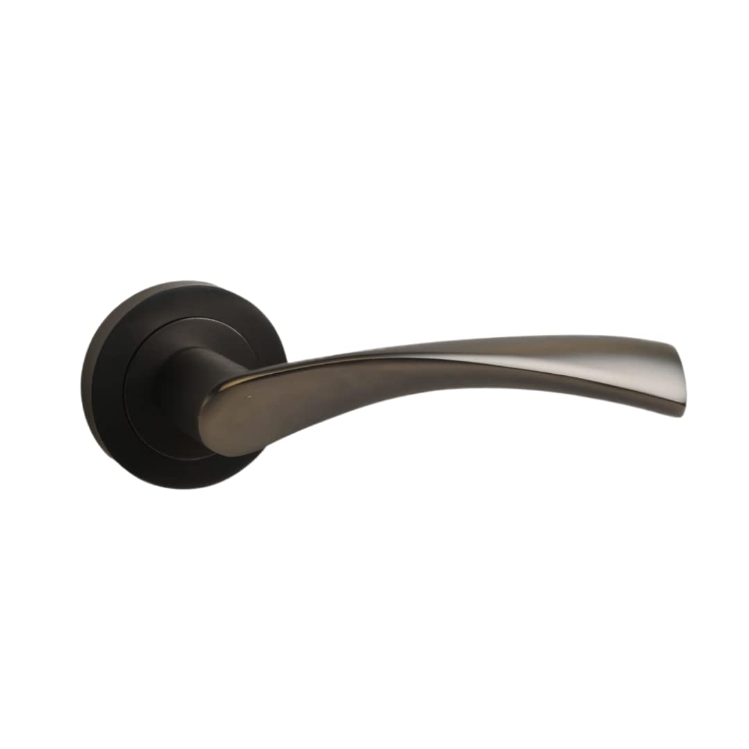 ONYX DESIGN Twirl Lever on Rose Door Handle in Gunmetal Finish for Internal Doors