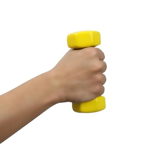 Image of Amazon Basics Vinyl Coated Dumbbell for Gym Exercises, Set of 2, 1.4 Kg, Yellow