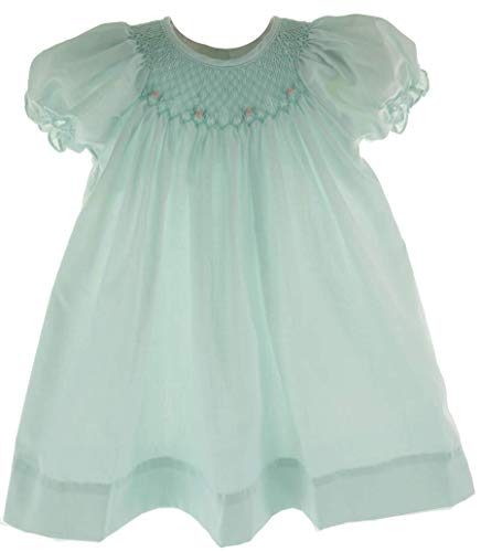 Girls Mint Green Smocked Dress Bonnet Set Bishop Day Gown