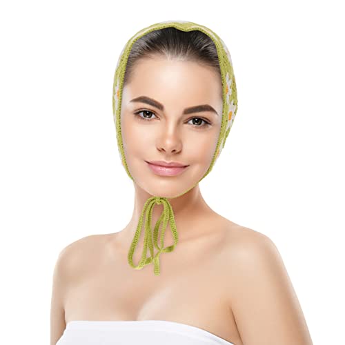 GALPADA Fashion Scarf Crochet Bandana Floral Head Kerchief Flower Pattern Hair Scarf Knitted Hair Scarves Summer Sunflower Tie Bcak Headwrap for Women Girls Green Women's Scarfs4