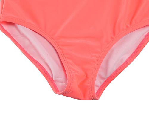 Image of Flowy Girls Swimsuits,Tie Dye Neon Pink Ruffle One Piece Swimwear with Pleat Mini Skirt, Two Piece Bathing Suits Set, Size 10-12
