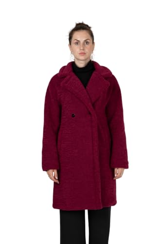 Manteau mi-long en moumoute effet mouton veste d'hiver chaude coupe droite col tailleur