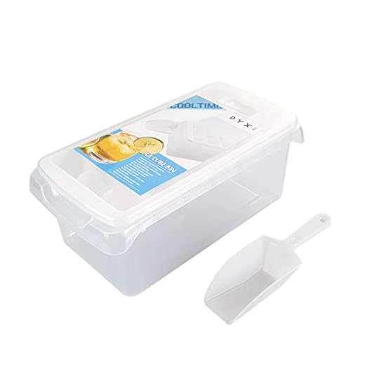 Ice Cube Bin Bucket Trays - Ice Holder, Container, Storage for Freezer, Refrigerator with Scoop, Lids