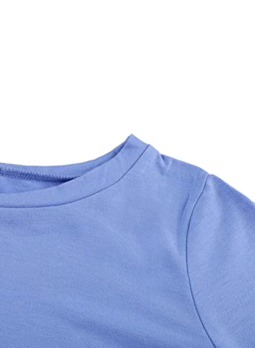 Girls Casual Long Sleeve Color Block Pullover Top Stripe Button Crewneck Loose Tunic T-Shirts Blouse Size 4-13 Year3